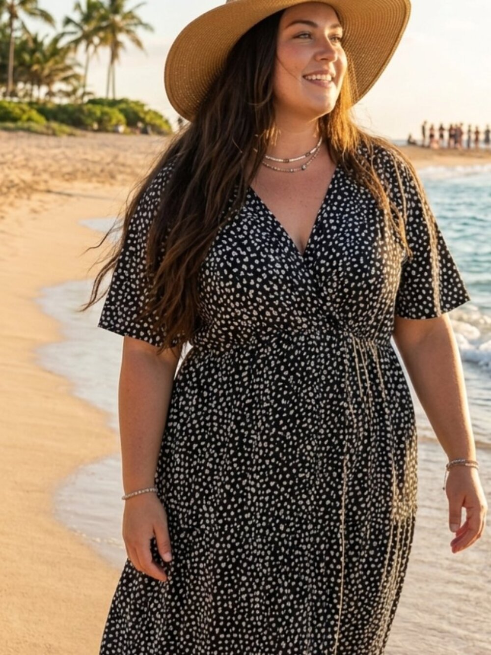 SHEIN Curve 5XL Sundress V-Neck Abstract Print Maxi Fits 3XL